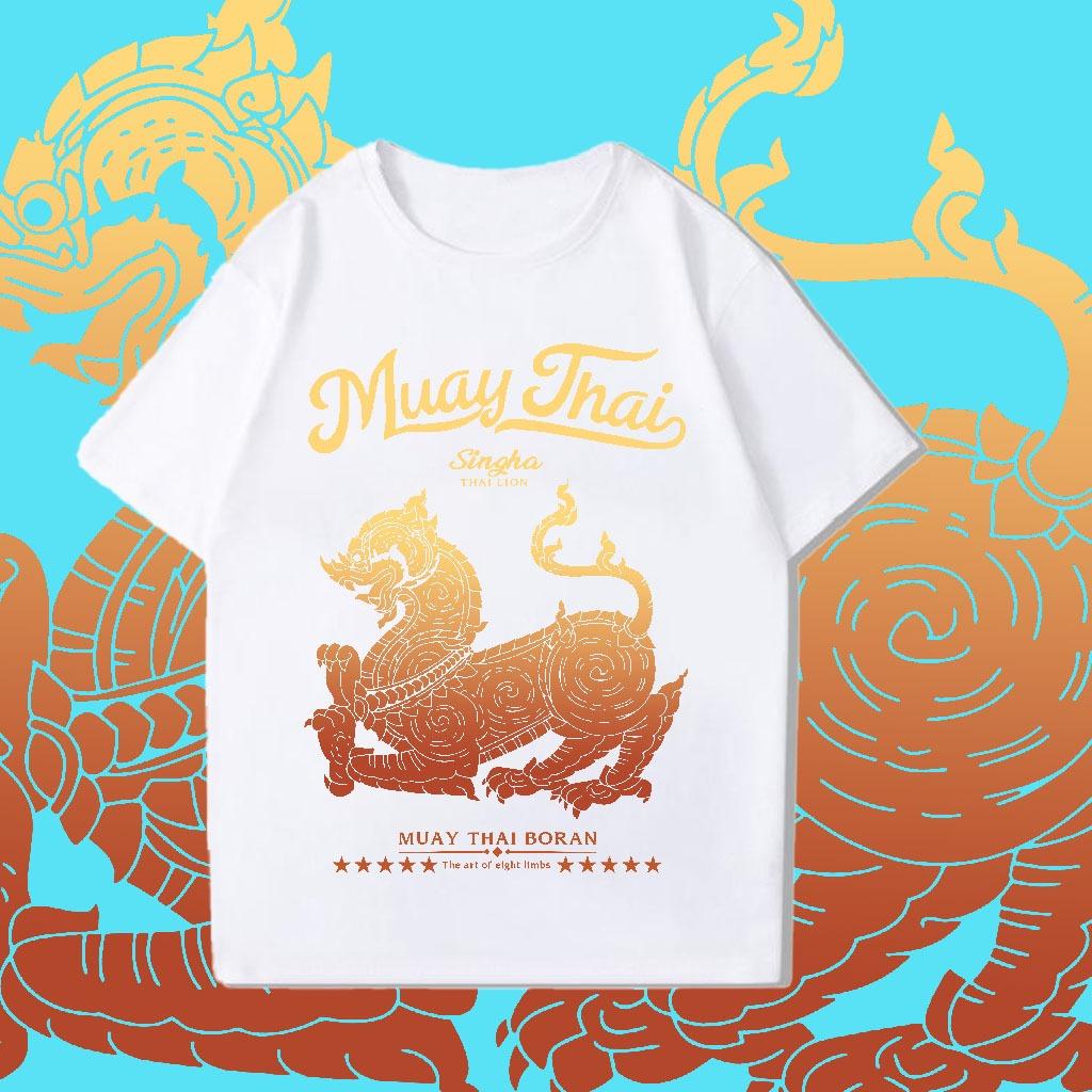 

Футболка для тайского бокса, кикбоксинг, 3D принт, хлопок Signha Lion, традиционное пиво, женская футболка унисекс с коротким рукавом, круглый вырез, смешанные боевые искусства, боевые искусства, боевые искусства 5XL