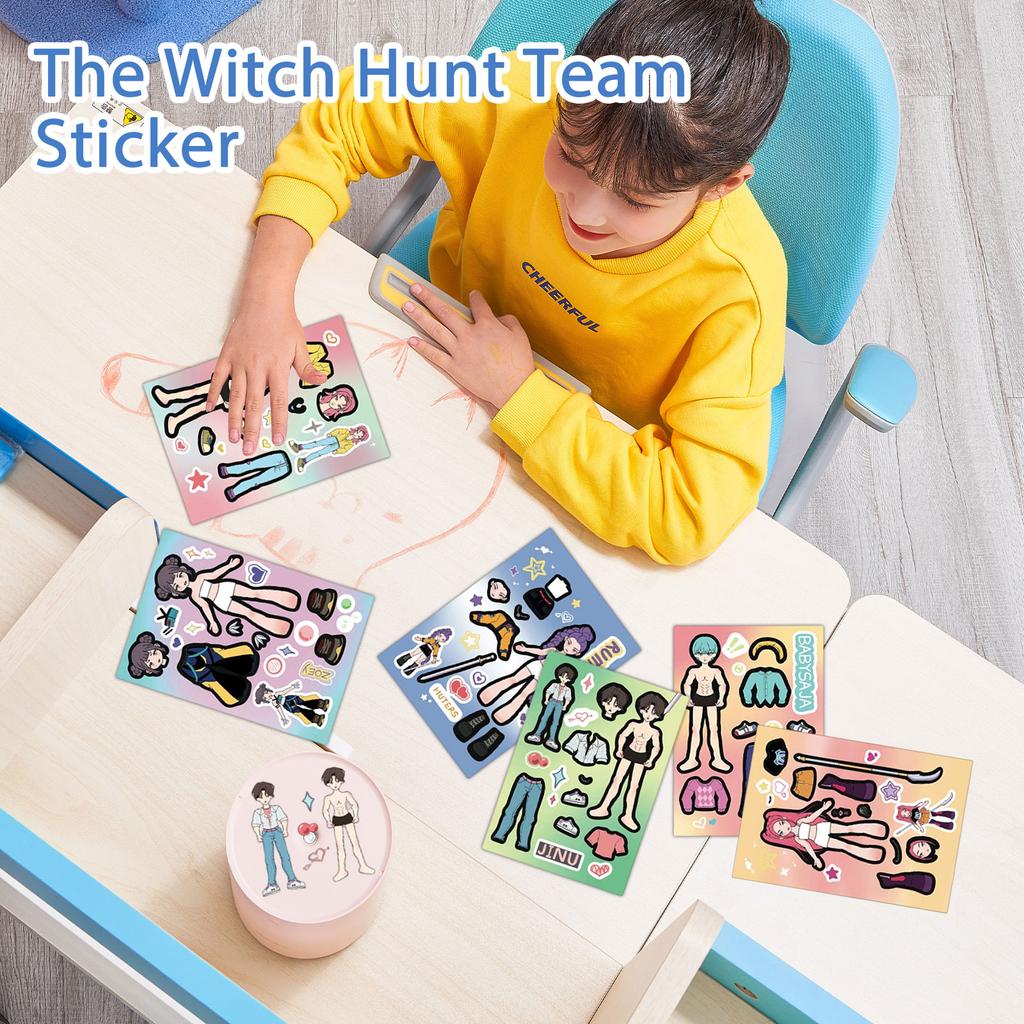 8 Pieces Of Witch Girl Group Stickers Hand Account Cutting Film Package Handmade Decorative Stickers