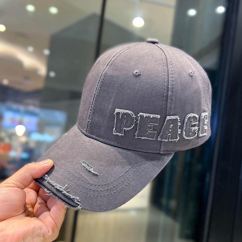 Peaked Caps, Men'S And Women'S Personalized Side Labels, Letters, Hard Top Baseball Caps, Trendy Brand Retro Holes
