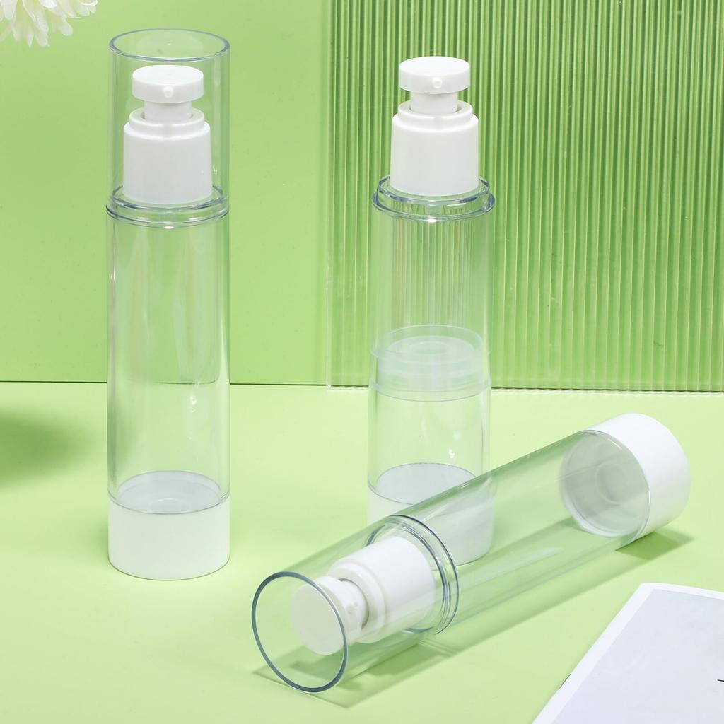 BESTOYARD Travel Pump Bottle, 100ml, Leak-Proof, Airless Refillable Container for Lotion and Emulsion, Clear Compact Size, Easy to Carry
