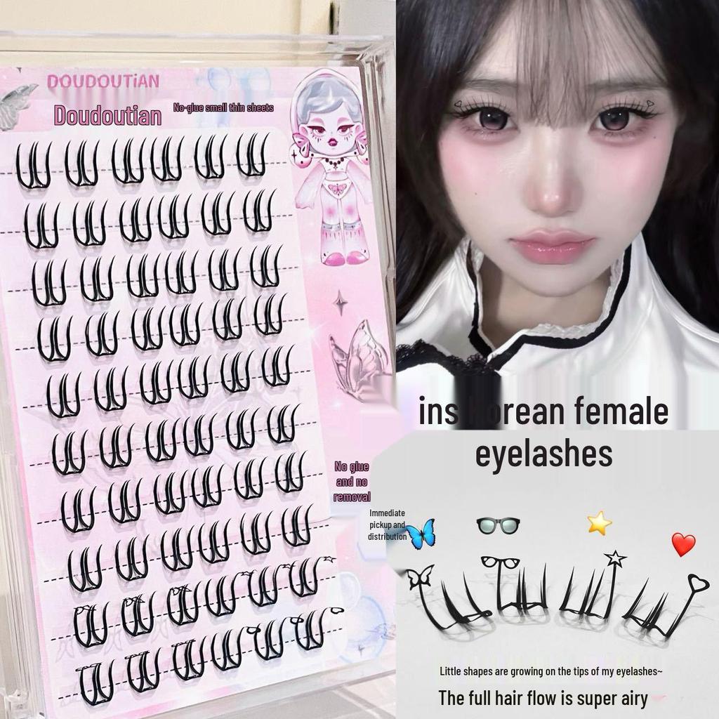 Korean Girl Group U-Shaped Heart Thin False Eyelashes – No Glue Needed, Distinct Strands