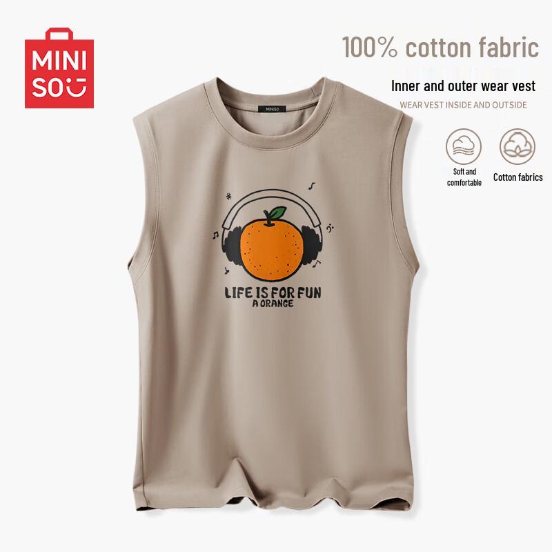 MINISO Мужская ретро свободная майка-жилет из чистого хлопка без рукавов XL