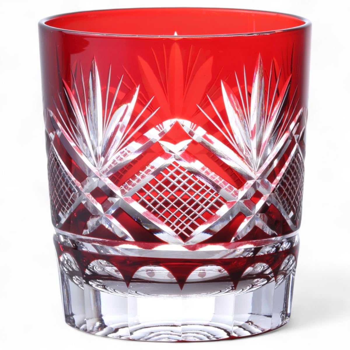 

Mizukage Kiriko Glass Orchid Current Model J-kitchens Cup, 80xH90mm, 280cc, Carving, Red, Bisho,