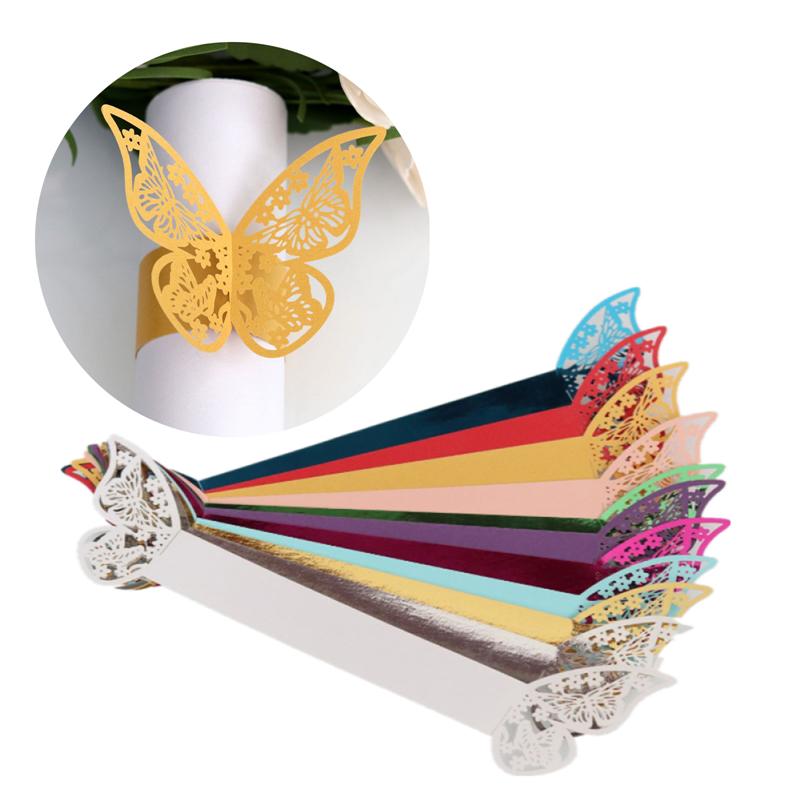 

Упаковка из 50 бабочек Бумажные кольца для салфеток для украшения свадебной вечеринки