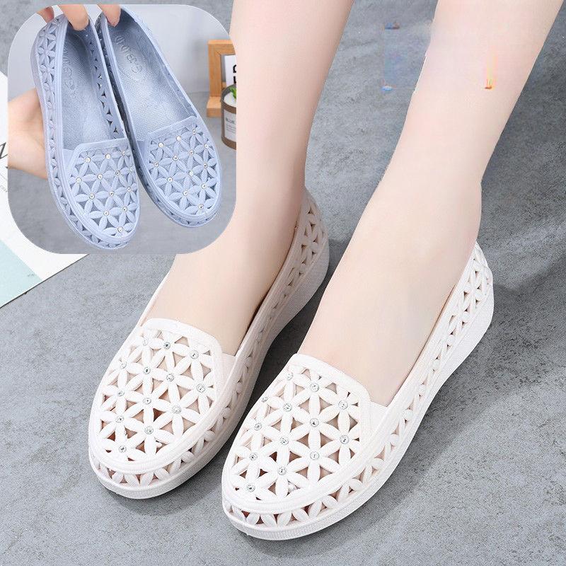 Nurse's Summer Thick Soled Women's Hole Sandals Comfortable Beach White Shoes Breathable and Non Slip Shoes
