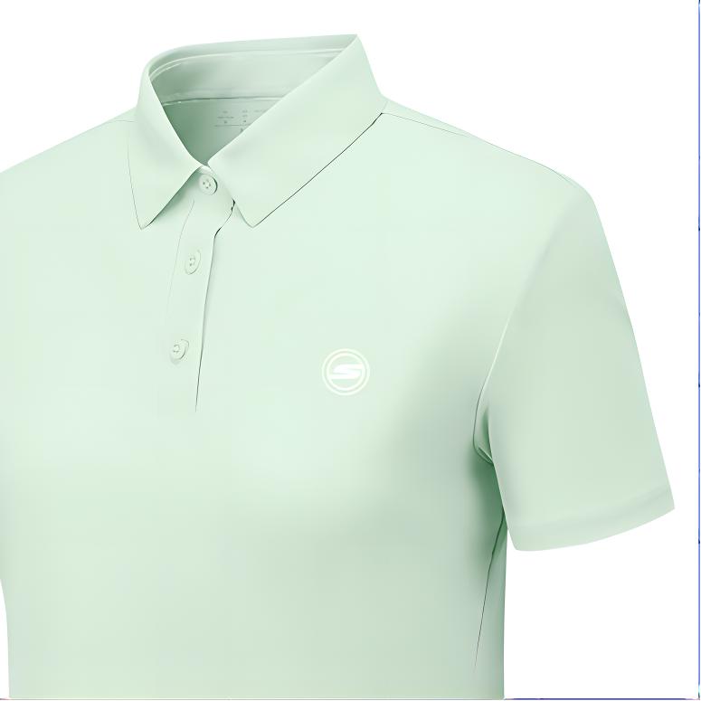 Skechers Sports Lifestyle Series Logo Letter Sun Protection Cool Short Sleeve Polo Shirt Women Polo Shirts Light-Water-Green P225W144-01XB