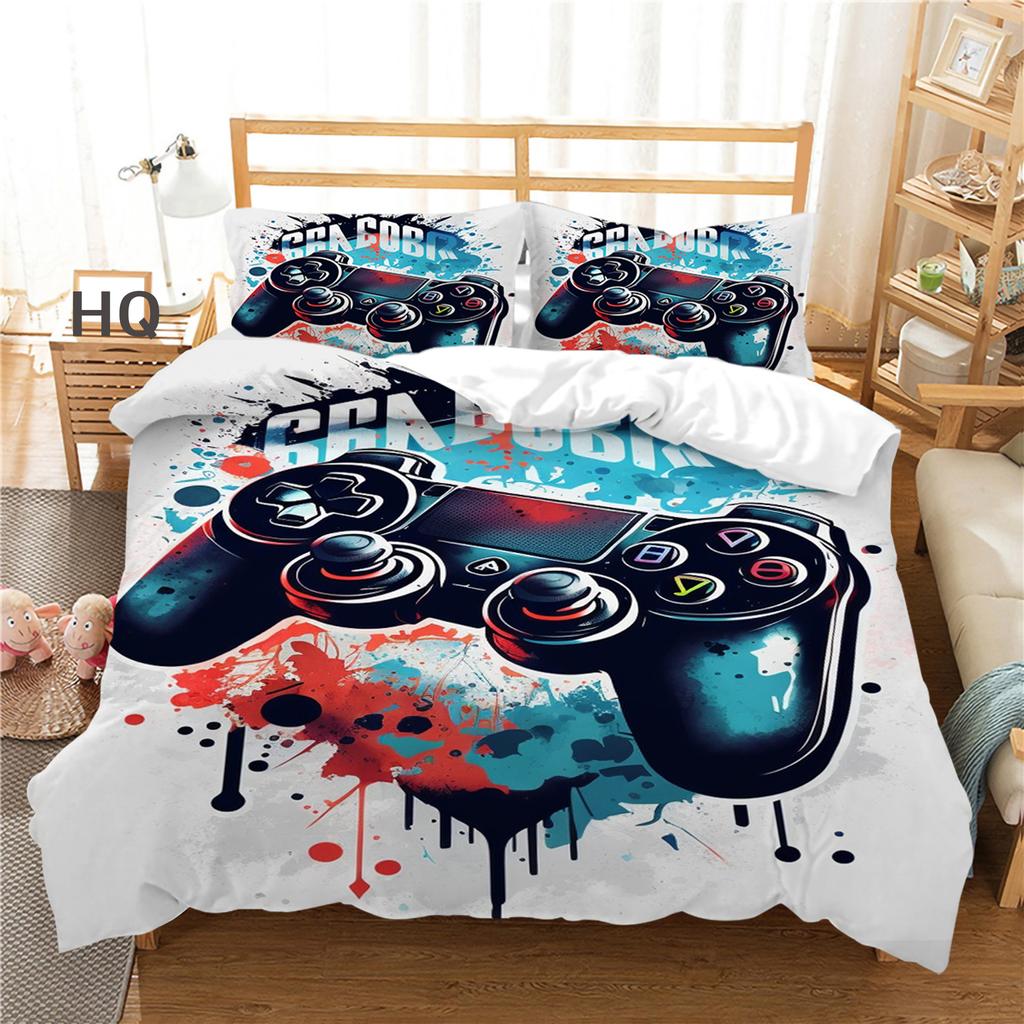 3D Player Bedding Game Handle Quilt Cover 2 or 3 Double Bed Single Bed Full-size Game Machine Printed Bedding Home Decoration