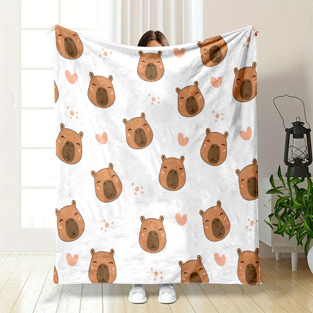 Cute Capybara Pattern with Hearts print blanket soft and cozy perfect for the living room bed sofa or a nap,gift