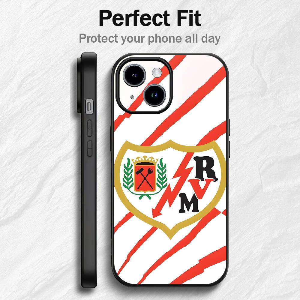 Rayo Vallecano De Madrid SAD Logo Phone Case For IPhone12 13 14 15 16 17Pro Max Plus Classic Black Soft Shell iPhone15PRO