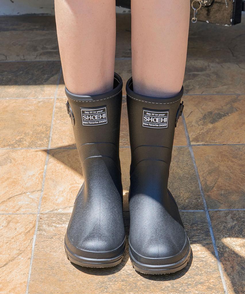 Shoehi Rosalie Belted Mid-Length Rain Boots (2 Colors)_R0011