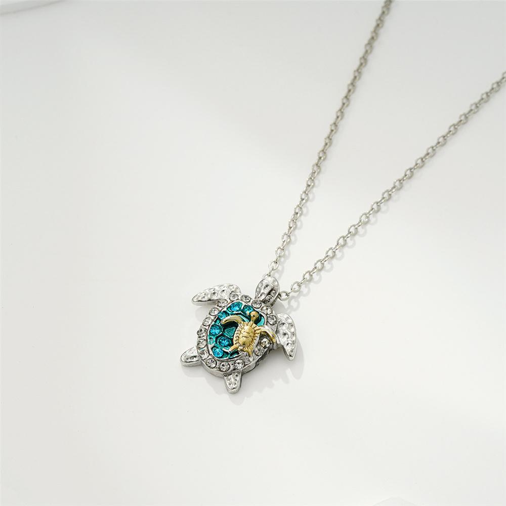 Luxury Female Sea Turtle Animal Pendant Necklace Vintage Silver Color Wedding Jewelry For Women