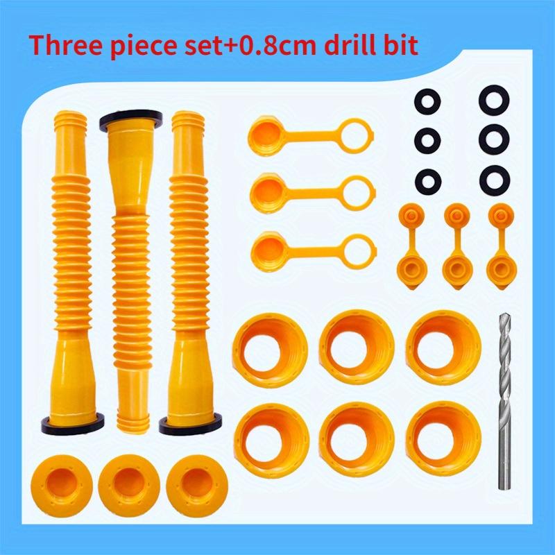Three piece set of gasoline tank nozzle assembly - hexagonal nut plug anti slip nut nozzle protective cover urea tank thread