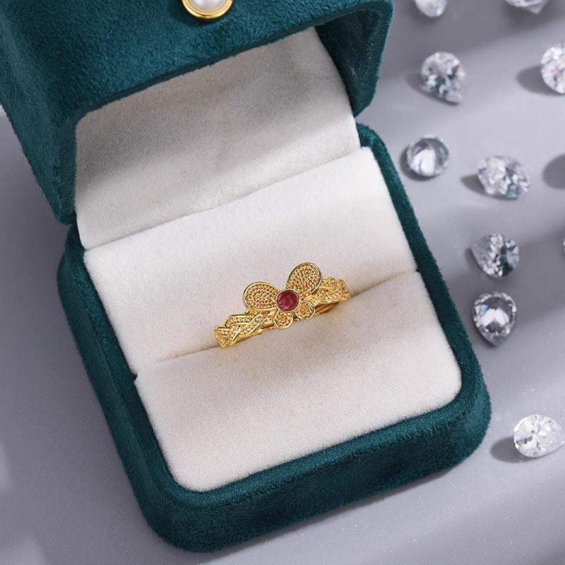 Elegant Rose Pink Butterfly Ring For Women Stylish Adjustable Fashionable Copper Jewelry