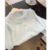 2025 Autumn/Winter Blue Lapel Button Knit Cardigan - Loose, Slimming, Versatile Sweater, Warm Outerwear