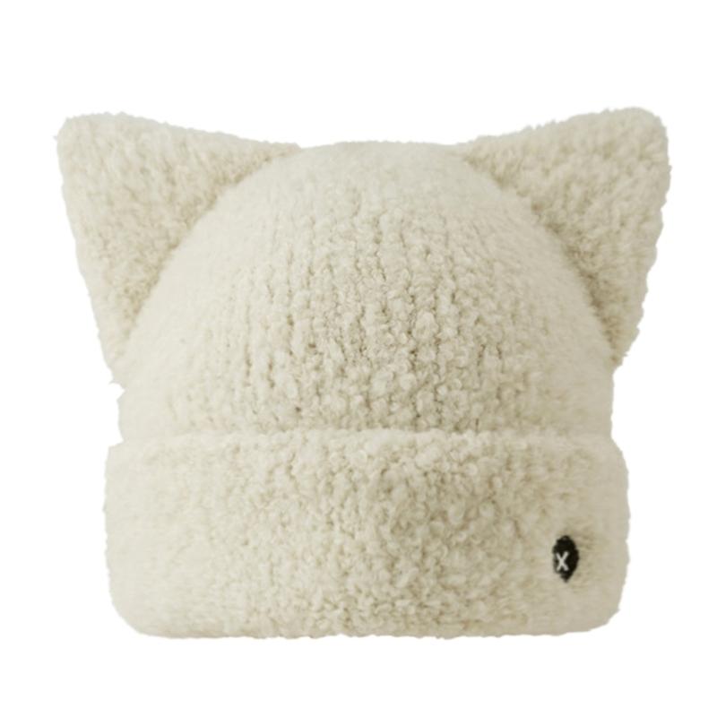 

Plush Hats for Womens Cat Beanie Vintage Beanies Womens Hat Accessories Warm Beanies for Autumn Winter бежевый