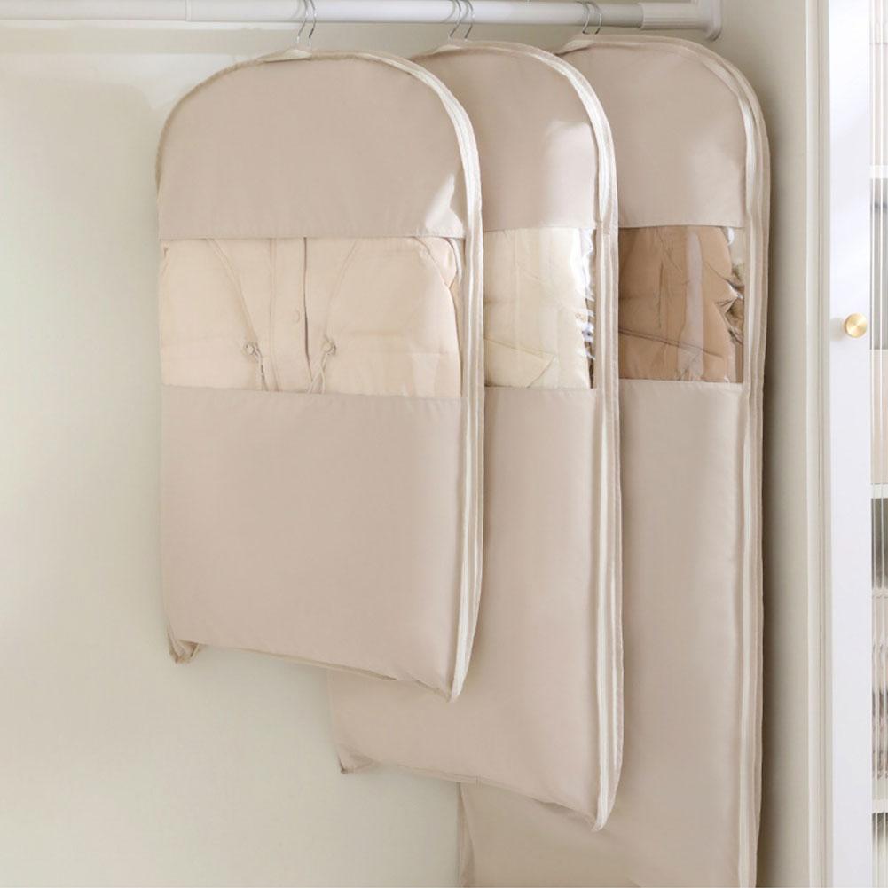 Hanging Garment Bag with Self Compression Zipper Space Save Dust Cover Down Coat Bag Travel Clothes Organizer for Closet Storage