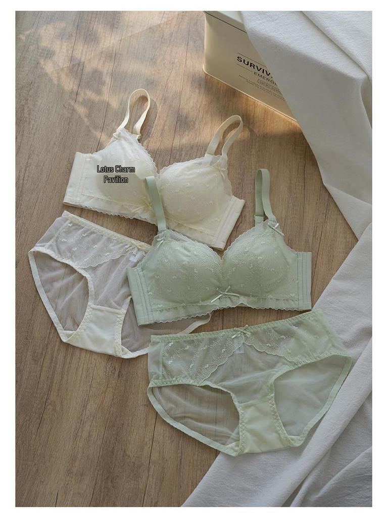 Lace Wire-Free Adjustable Bra Set for Small Chest - Anti-Sagging, Side Support