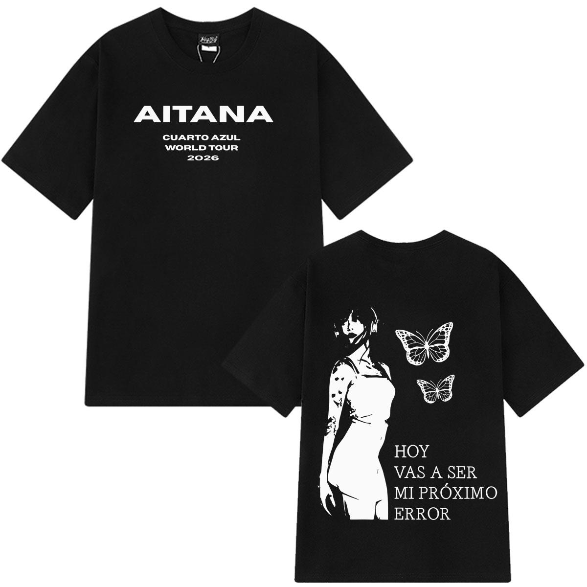 

Singer Aitana Cuarto Azul Tour 2026 Print Shirt Men Women Vintage Y2K T-shirt Short-sleeved Cotton Aesthetic Trend Casual Tops S разноцветный