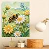Pearl Painting DIY Kit Bee and Yellow Flower Design Frameless Shiny Bead Canvas Creative Craft for Home Wall Decor Art Relaxing Needlework Hobby