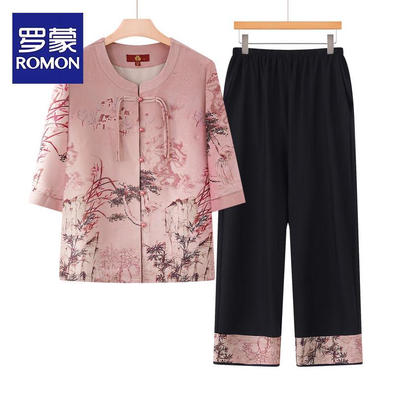 

ROMON Women s National Style Thin Summer Two-Piece Set 2XL