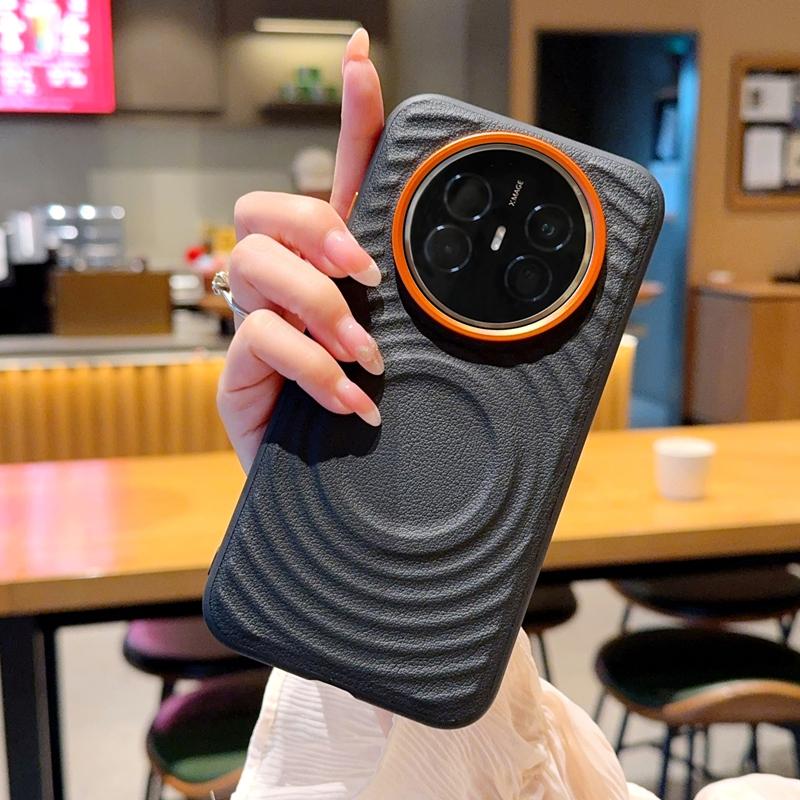 

For Huawei Mate 70 Air Case Magnetic Luxury Ripple Pattern PU Leather Dropproof Protection Phone Cover Artificial leather