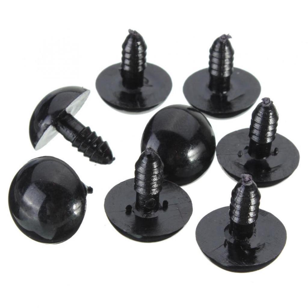 100Pcs 6-10mm Black Plastic Toy Eyes Safety DIY for Teddy Bear Animal Dolls