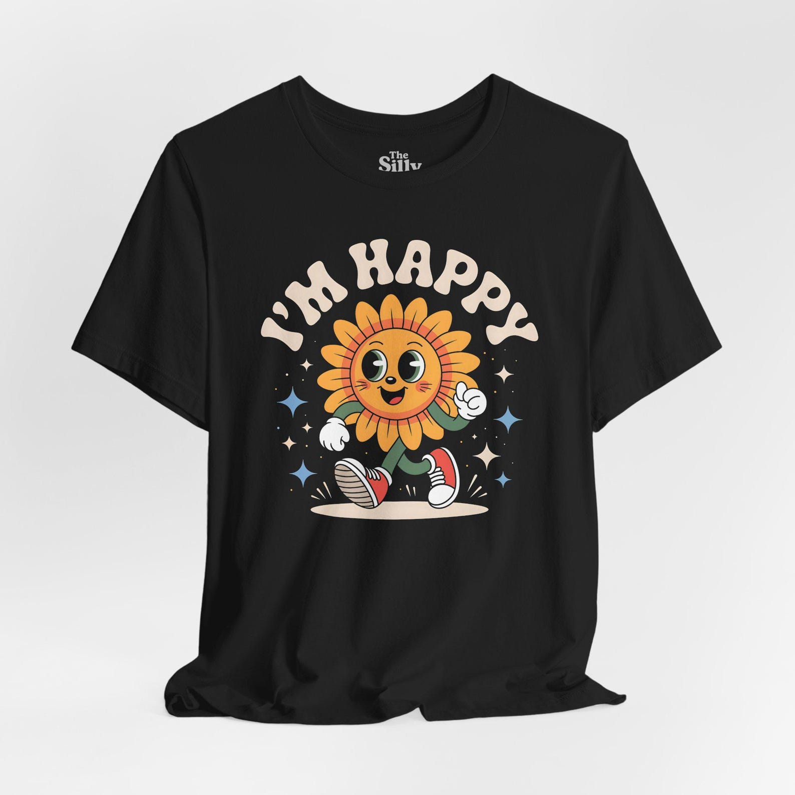 Retro Cartoon Sunflower Graphic Tee, Positive Vibes T-Shirt 3XL