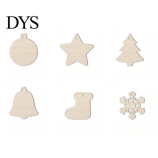 Decorative Hanging Props 10Pcs 2D Wooden Christmas Ornaments, Blank DIY Craft Tags, Wood Slices for Painting Tree Decorations, Unfinished Xmas Holiday