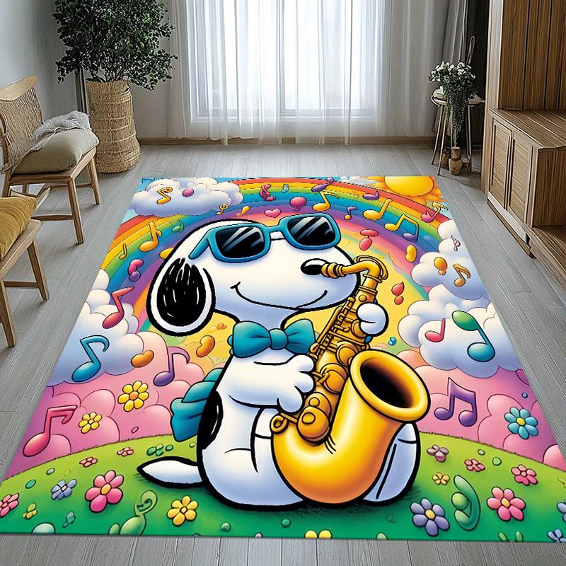 Tappeto Area Antiscivolo Cartoon Cane Snoopy Carino per Soggiorno, Morbido Tappeto per Camera da Letto, Stanza dei Giochi dei Bambini, Divano, Decorazione per la Casa, Zerbino, Regalo
