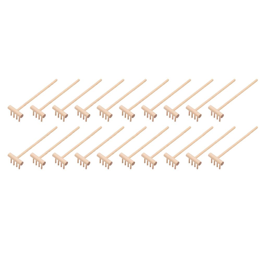 20 Pz Mini Rastrello in Legno per Giardino Zen a 4 Denti a Forma di T Accessori per Giardino Zen per Arredamento Casa Ufficio