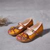 Johnature Vintage Květinové klíny Sandály Ručně vyráběné pravé kůže v etnickém stylu Pohodlné dámské boty