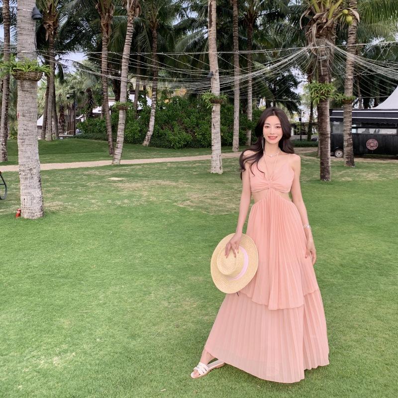 Damen Sommer Unregelmäßige Taillenlose Strandurlaub Neckholderkleider