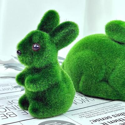 1-20PCS Easter Bunny Green Foam Flocking Simulation Rabbit Three-dimensional Moss Rabbit Gardening Decoration Easter Decoration