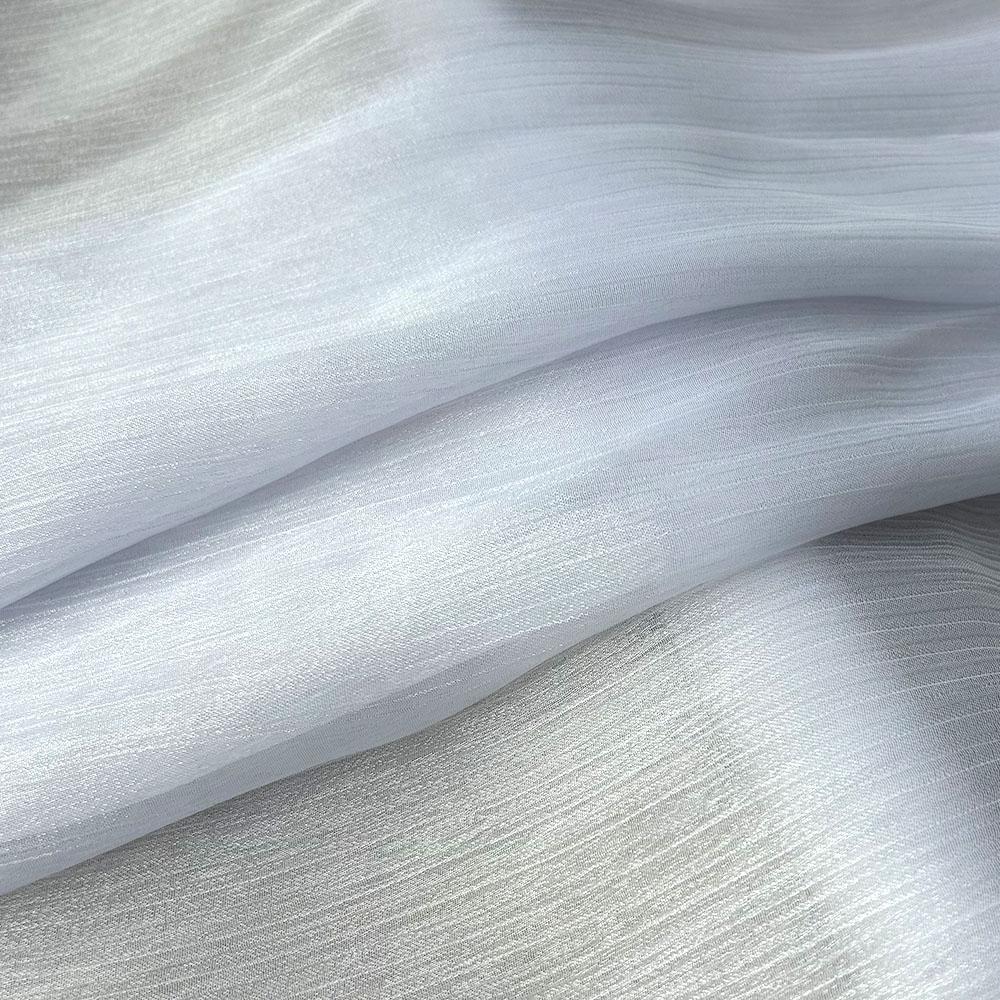Silver Silk Sheer Crepe Chiffon Fabric Thin Crinkled Shiny Tulle For DIY Sewing Costume Shirts Wedding Party Backdrop Decoration