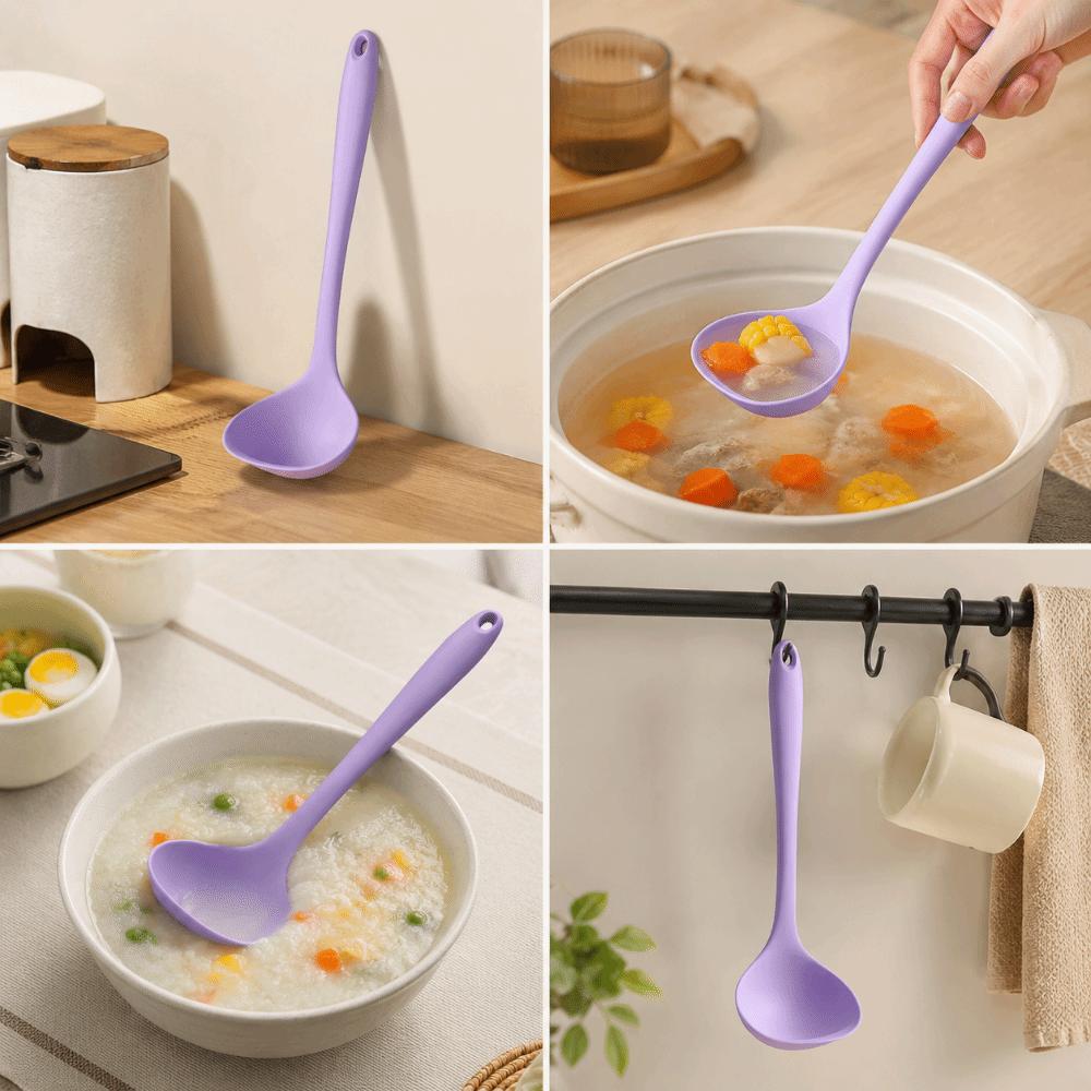 Soft Silicone Soup Ladle Non-scratch Pan Serving Scoop Cooking Scoop  Porridge Scooping