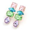 Fashion Personality Girl Rhinestone Water Drop Dangle Earrings Women's Elegant Temperament Jewelry