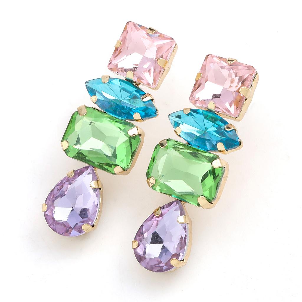 Fashion Personality Girl Rhinestone Water Drop Dangle Earrings Women's Elegant Temperament Jewelry