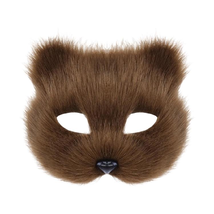 Furry Animal Cats Face Mask Plush Animal Half Face Eye Mask Halloween Cosplay Costume Mask for Men Masquerade Halloween