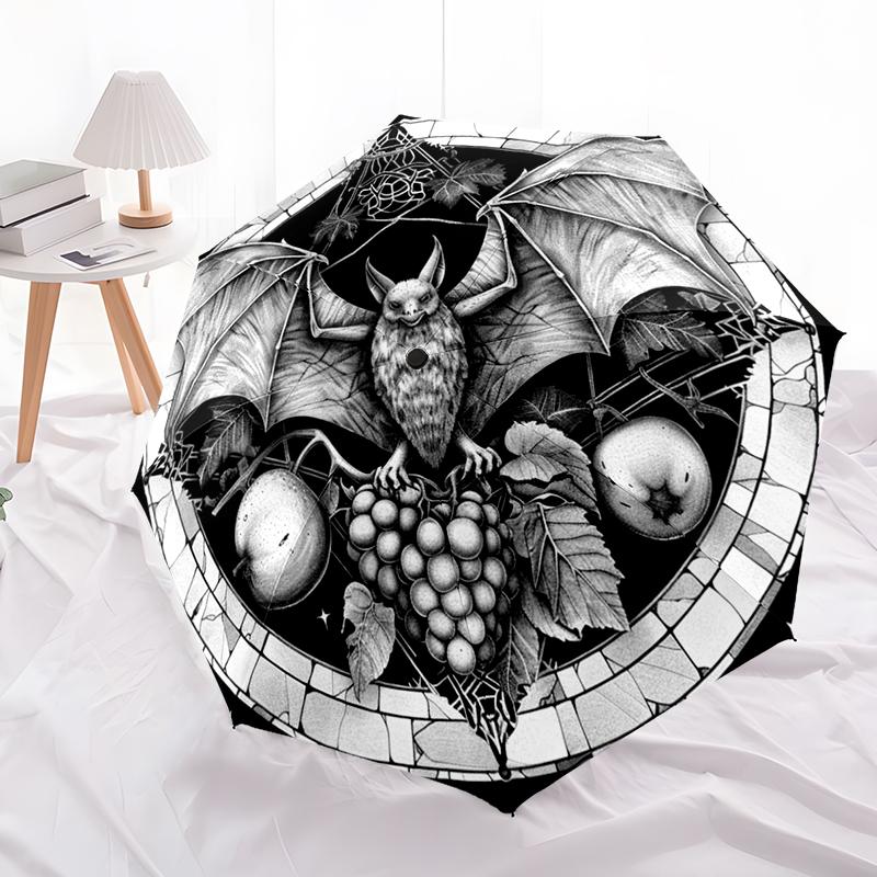 Halloween Night Bat Umbrella Automatic Open/close, Sturdy Iron Frame & 8-Rib Structure, Umbrella for Women & Men, Christmas Gift