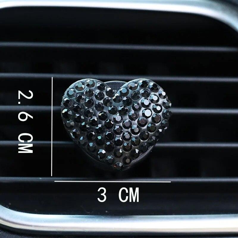 Heart-shaped Car Air Outlet Perfume Clip Rhinestone Car Air Conditioning Air Outlet Perfume Decoration Clip Car Auto Accessories