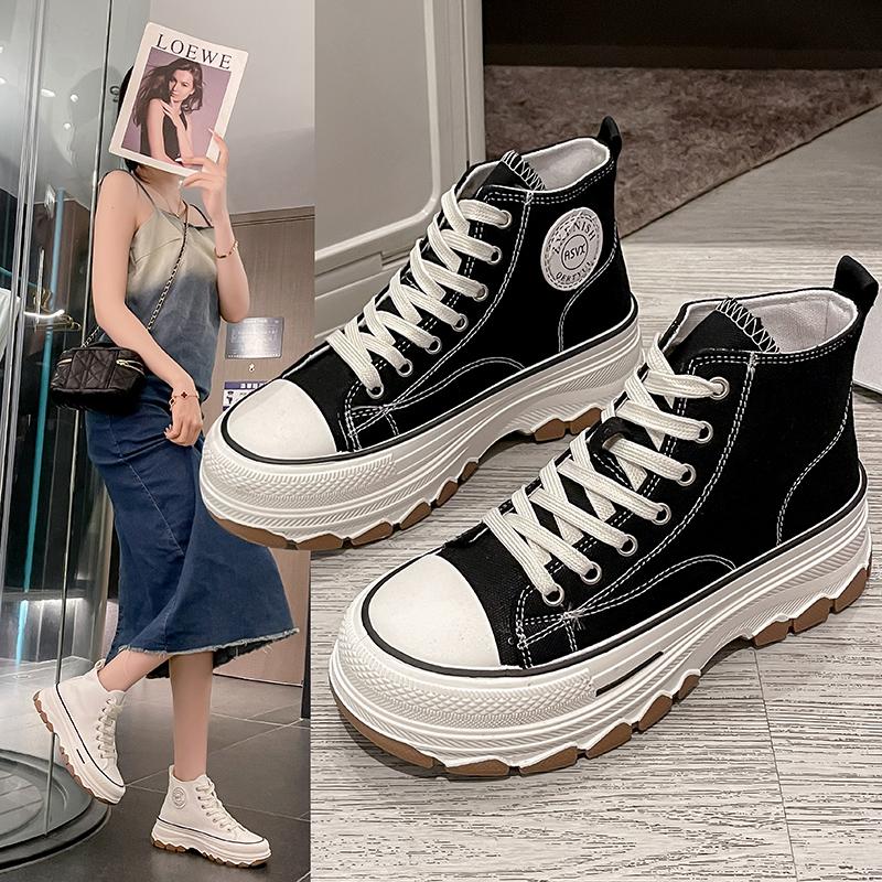 

Новые женские кроссовки на платформе с высокой посадкой, женские дышащие парусиновые теннисные туфли, женская модная повседневная спортивная обувь 40