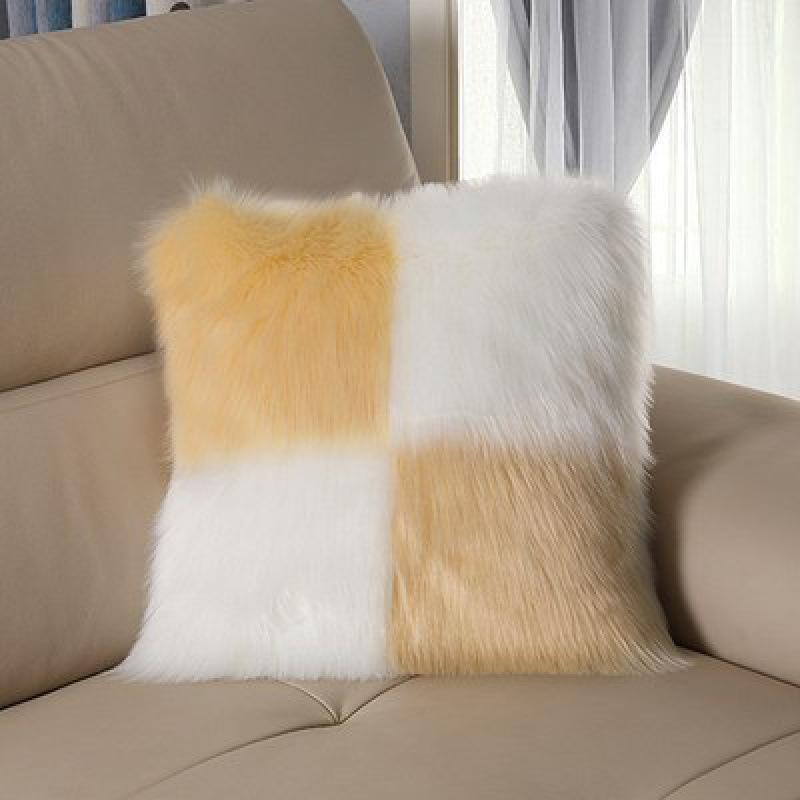 Nordic Minimalist Faux Wool Plush Throw Pillow Cover