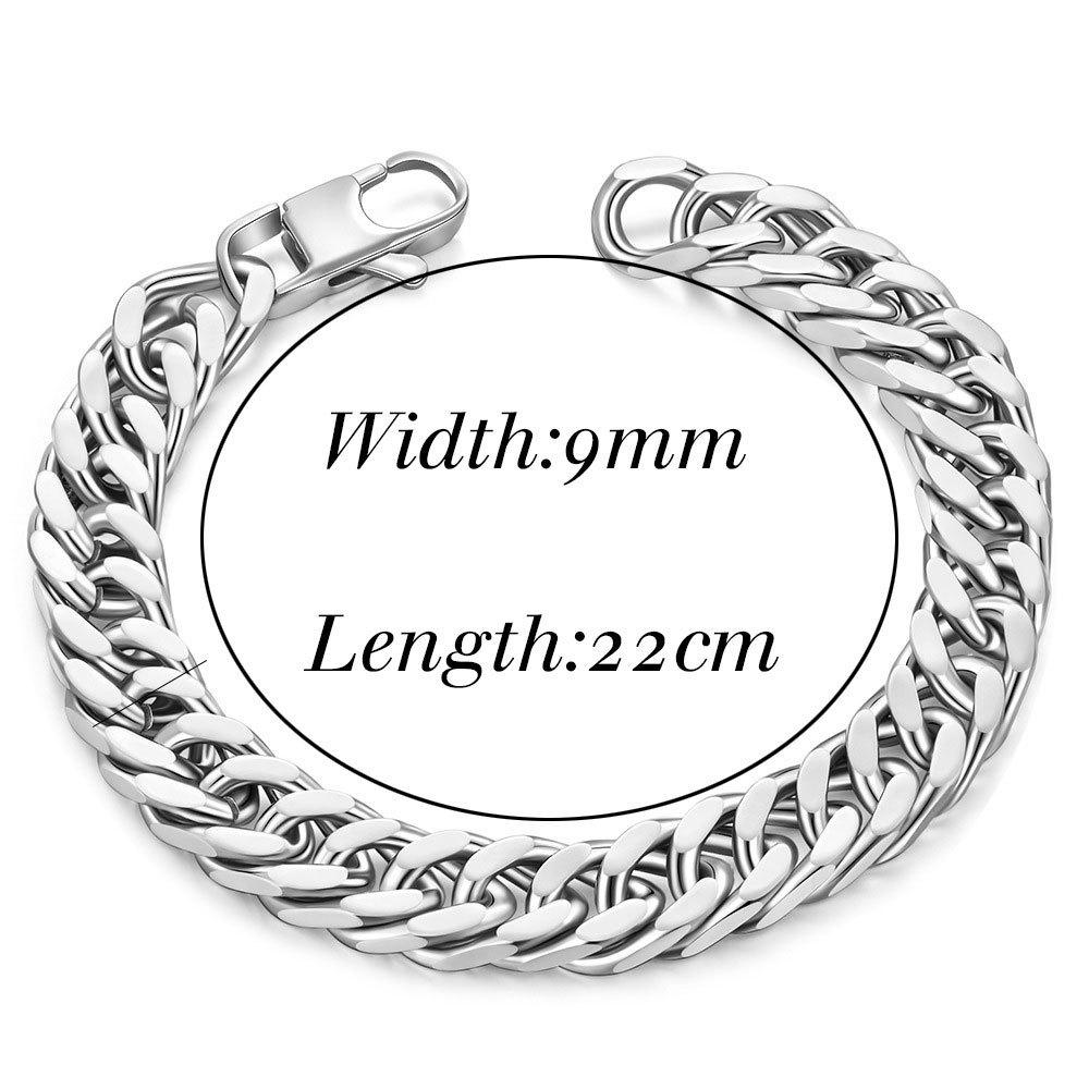Trendy Men's 11MM Titanium Steel Cuban Chain Bracelet with Square Buckle