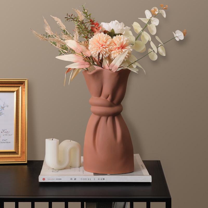 Creative Mo Landi Keramikkvase Midjeformet sommerfuglpynt Stue Blomsterarrangement Beholder hjemmedekorasjoner