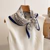 Spring new sweet love bow printing square scarf cotton and linen feel temperament scarf women's daily travel shawl