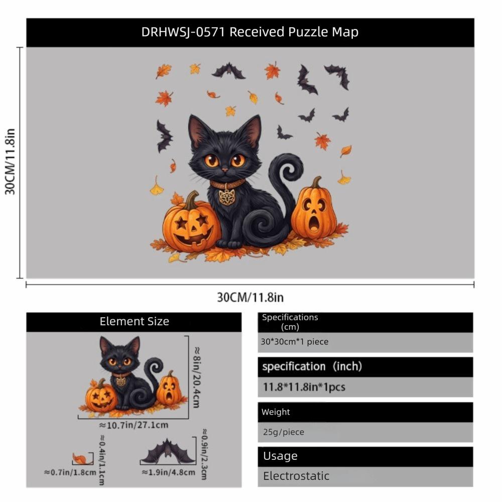 Static Cling Black Cat Window Sticker Removable Window Cling Sticker Halloween Decor