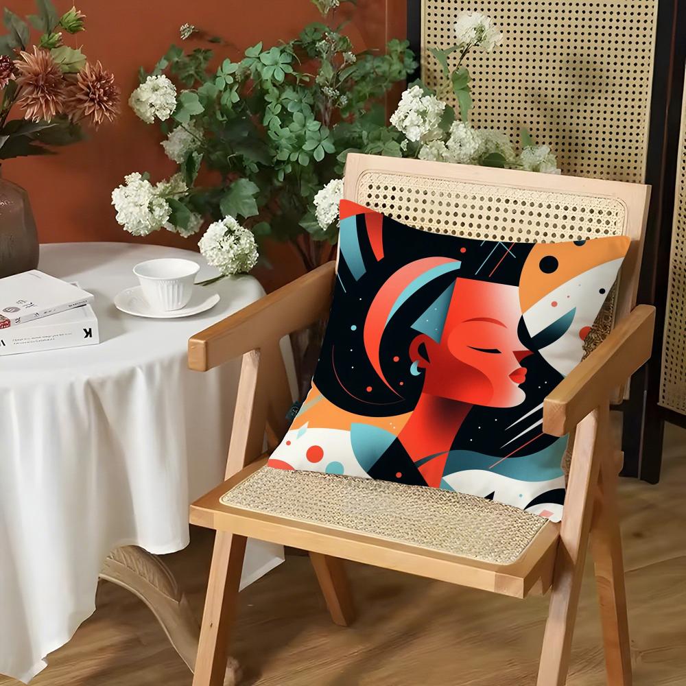 Federa Cuscino Stile Moderno Bauhaus Peluche Corto Setoso Cerniera Invisibile Antipolvere Copricuscino per Divano per Decorazione Casa