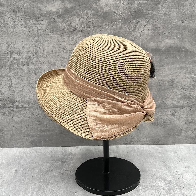 Spring And Summer Thin Temperament Small Curling Sunshade Basin Hat Women Travel Sunscreen Small Fresh Bucket Hat Straw Hat