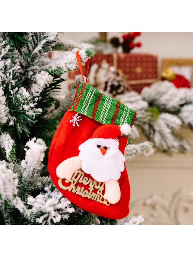 Christmas Tree Hanging Mini Stockings Decoration Small Candy Gift Bag Santa Claus Snowman Reindeer Bear Decorative Socks