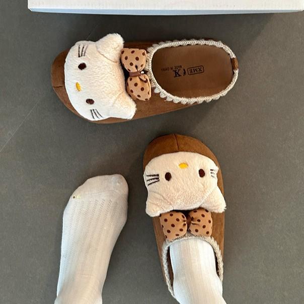 Three-dimensional Cat Bag Head Versatile Casual Slippers Women's Autumn and Winter Retro Cute Cartoon Outer Wear Thick-bottomed Bag Head Mop